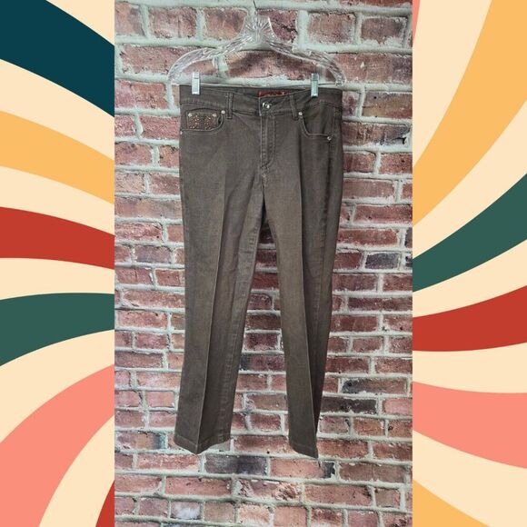 One 5 One Jeans 6 | Bejeweled Denim Sienna Brown Retro Glam Bootcut Western Chic - Picture 1 of 7